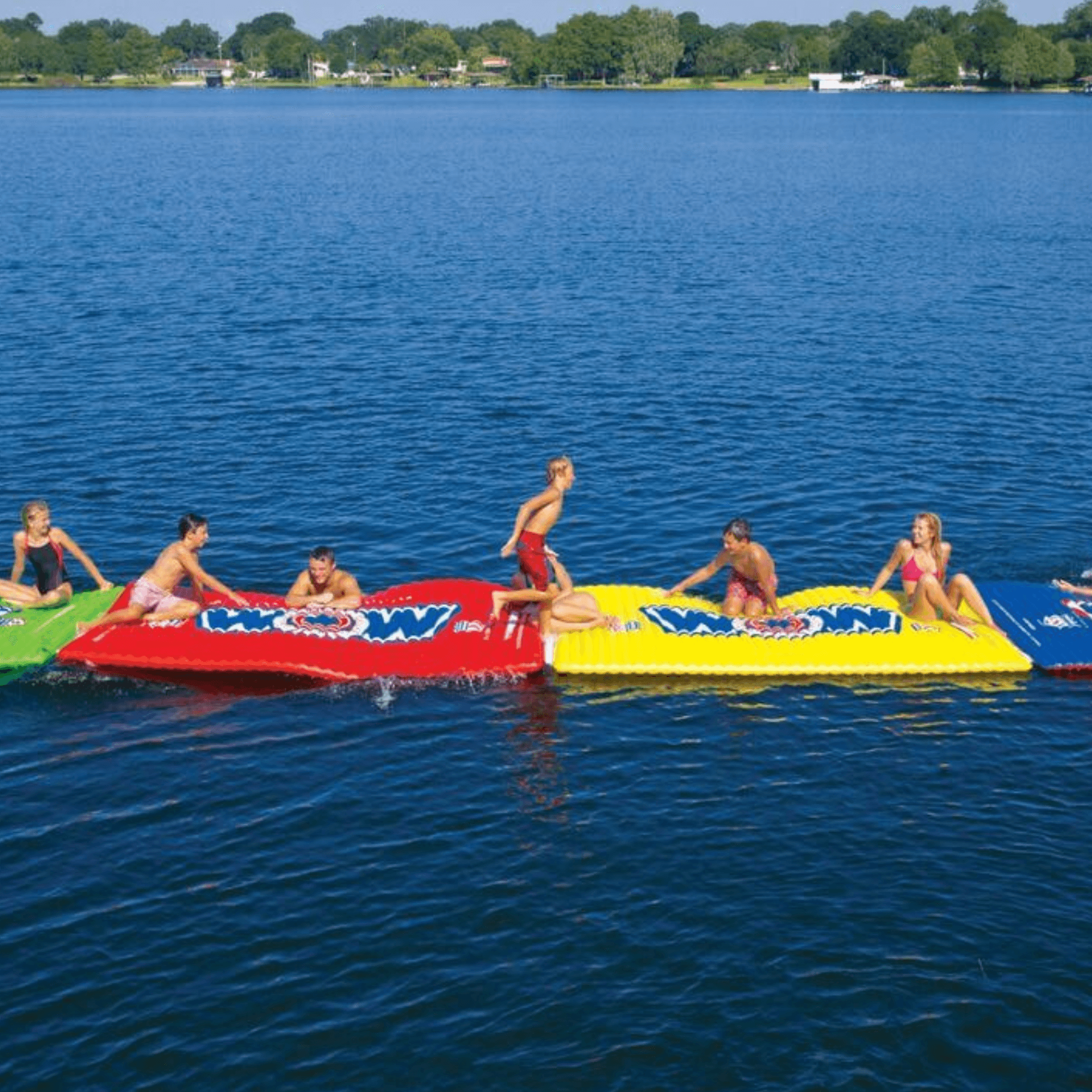 WOW Watersports Floating Pool and Lake Water Walkway and Lounge for up to 6 People - Red Jupiter Gear Home