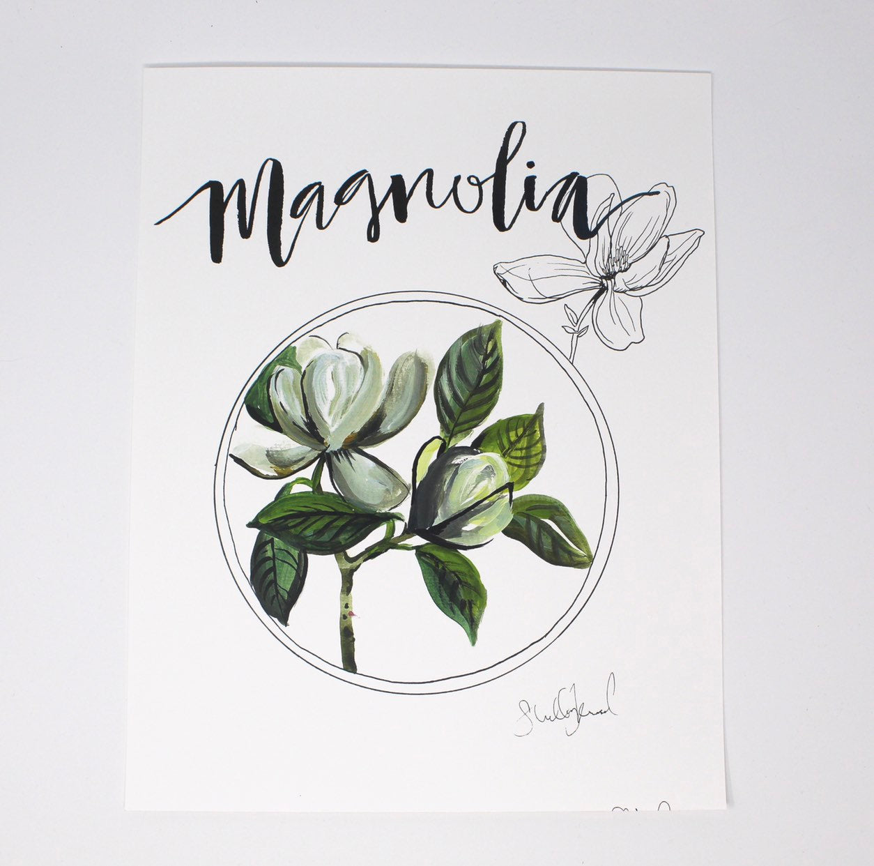 Magnolia Art Print 11x14, Home Decor, Wall Artwork, Simple Design DC-Shelby Kregel Art and Design