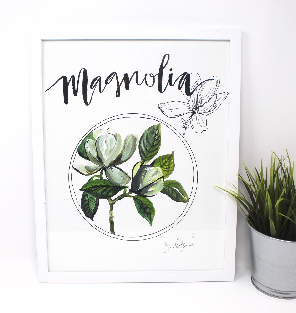 Magnolia Art Print 11x14, Home Decor, Wall Artwork, Simple Design DC-Shelby Kregel Art and Design