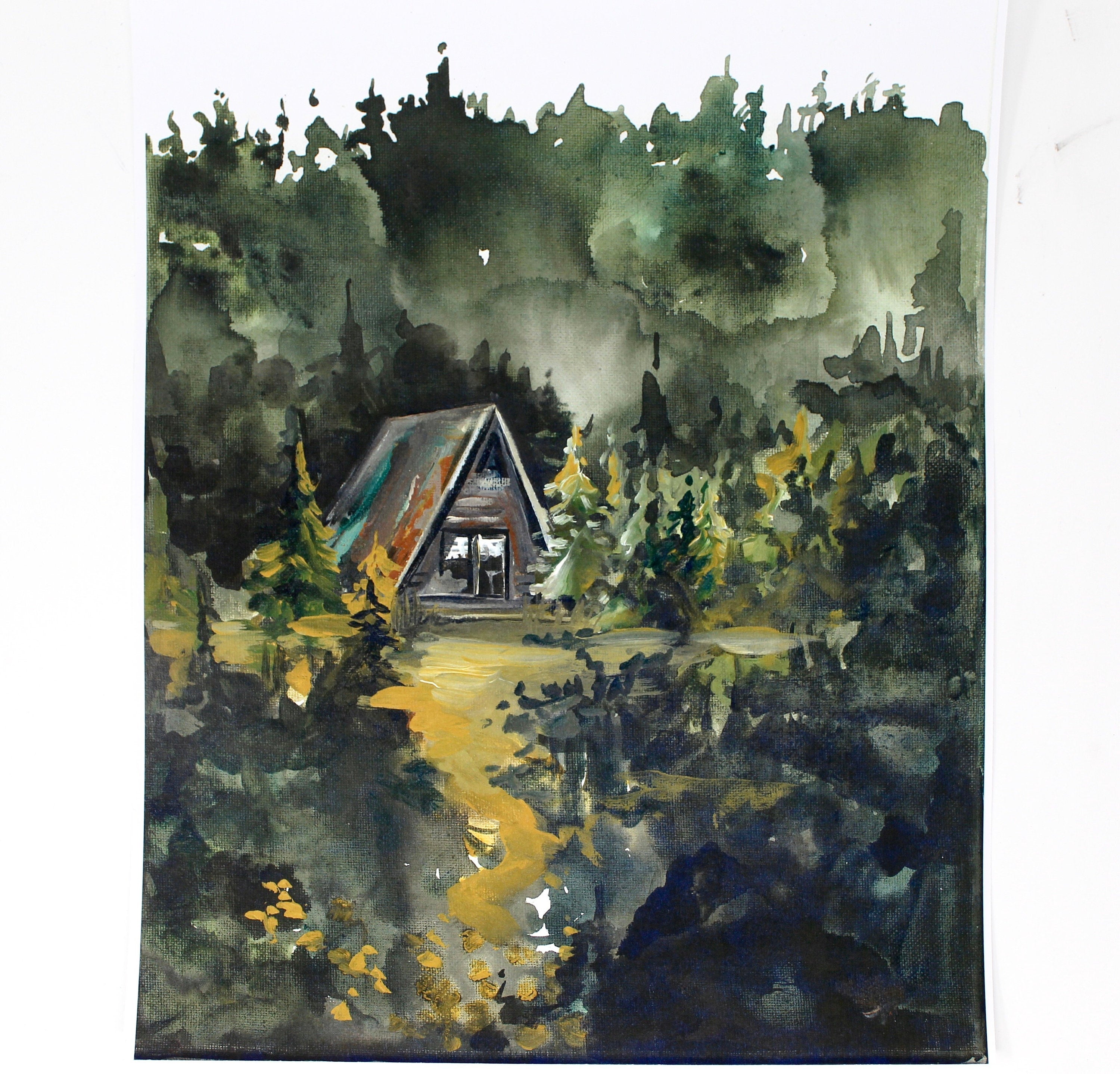 Cozy Cabin Print 11x14 Adventure Print Home Decor Cabin Watercolor Inspirational Wall Art DC-Shelby Kregel Art and Design