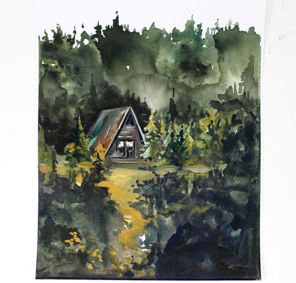 Cozy Cabin Print 11x14 Adventure Print Home Decor Cabin Watercolor Inspirational Wall Art DC-Shelby Kregel Art and Design