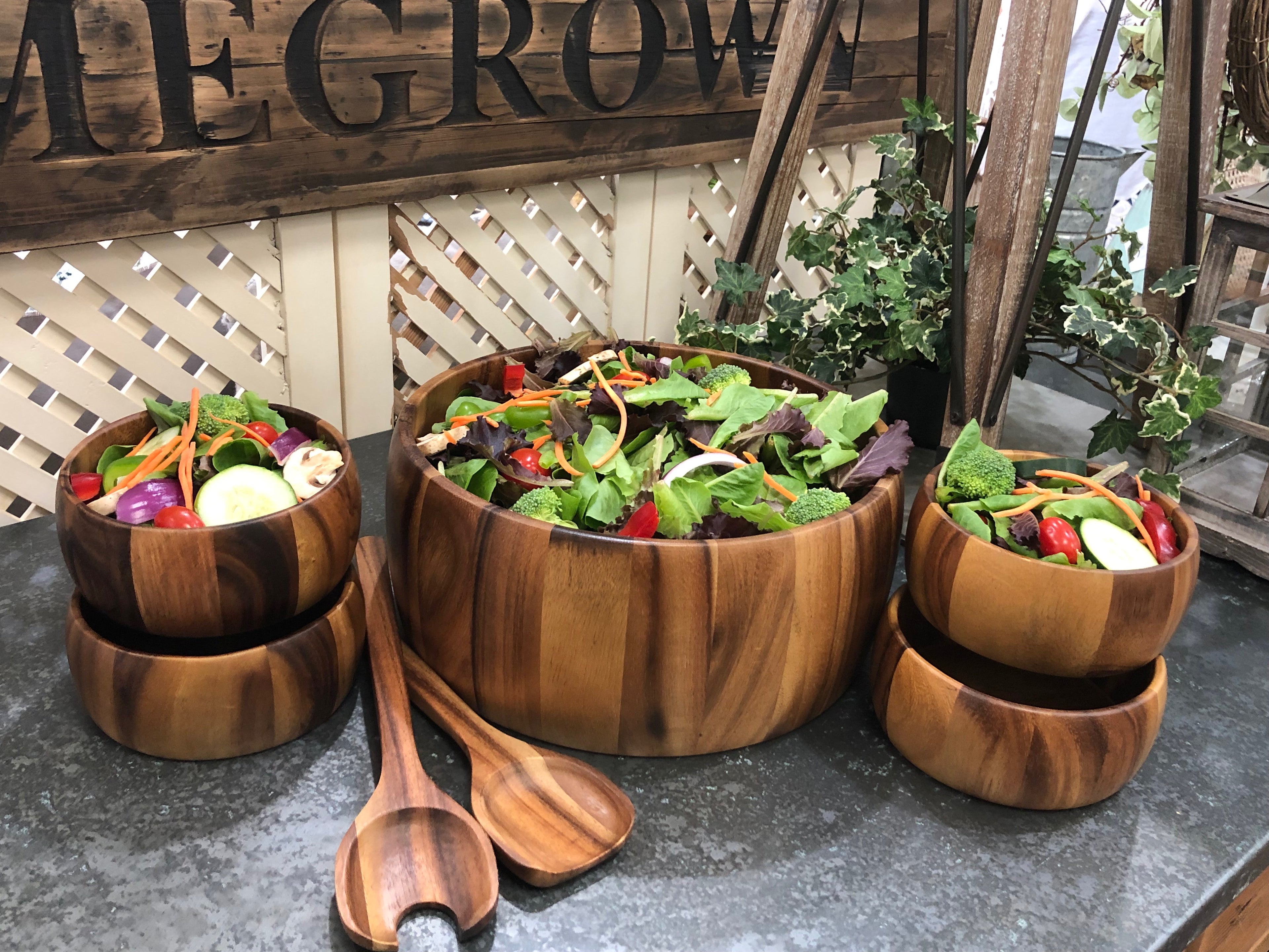 Dragor 7 Piece - Extra Large Salad Bowl with Servers and 4 Individuals DC-Kalmar Home