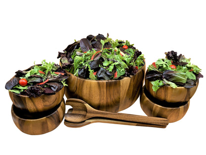 Dragor 7 Piece - Extra Large Salad Bowl with Servers and 4 Individuals DC-Kalmar Home