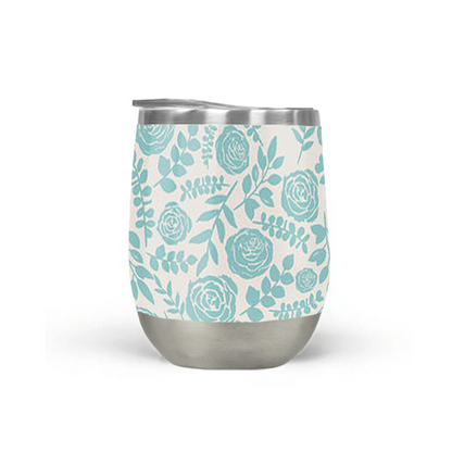 Baby Blue Floral Wine Tumbler DC-Lauren Ullrich Art
